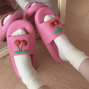 软底舒适卧室地板居家一字，拖鞋女夏个性创意，小樱桃防滑可爱凉拖鞋