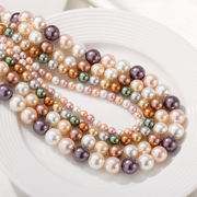 天然贝壳珠子珍珠圆珠，散珠手工diy制作串珠，手链项链饰品材料配件