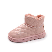 儿童雪地靴粉色女童棉鞋2022防滑防水一脚蹬加绒冬季男童鞋