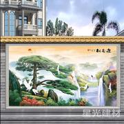 中式瓷砖背景墙 山水客厅电视背景墙砖 风景户外墙壁画 松鹤延年