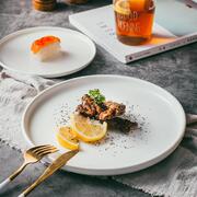 北欧陶瓷西餐盘牛排盘创意网，红西式早餐盘平盘白色家用菜盘碟子