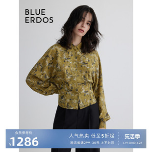 BLUE ERDOS秋冬简约收腰翻领修身蝙蝠袖衬衫B236HB024