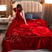 双层法兰绒加厚云貂绒法莱绒大红色结婚喜庆云毯毛毯子盖毯空调被