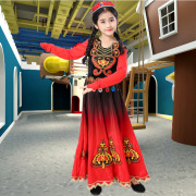 童摆裙维演出服装男女，儿童新疆舞蹈，服少儿少数民族维吾尔族