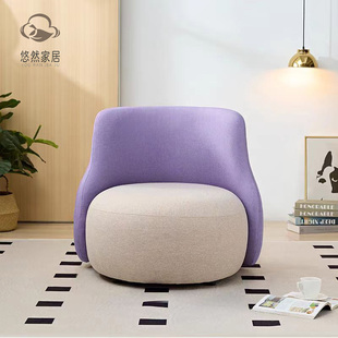 现代轻奢单人时尚布艺沙发单人沙发椅简约小户型创意糖果矮皮革
