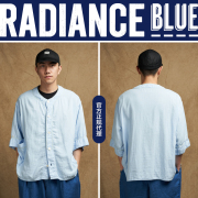 PORTER CLASSIC 苏文金棉经典复古棒球衫男RADIANCE-Blue