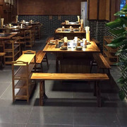 实木大理石火锅桌椅组合实木，餐桌中式火锅店方形桌子，火锅桌大园桌
