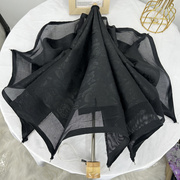 日本二折藤木棉布公主伞黑色，镂空花边烧花公主洋伞防晒仙女太阳伞