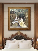 世界著名油画欧式别墅手绘油画，玄关壁炉挂画简欧有框画家居装饰画