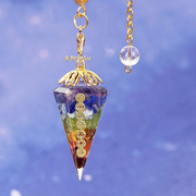 七彩水晶灵摆项链天然水晶石，吊坠女玛瑙挂件，树脂饰品ins原创设计