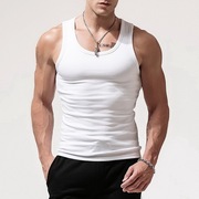 纯棉男士背心运动健身白色紧身无袖跨栏青年全棉内穿打底汗衫夏季