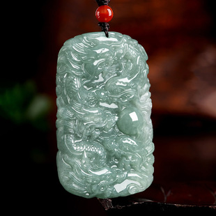 天然缅甸a货翡翠龙牌九龙护主生肖玉石吊坠冰种挂件原创设计物品