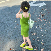 2023夏季女童针织吊带裙女宝韩版修身裙子儿童，背心裙连衣裙潮