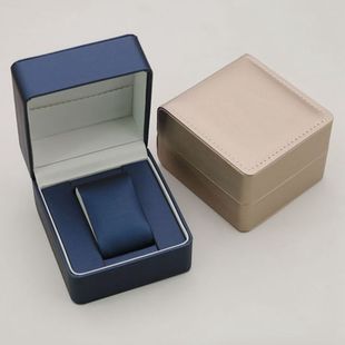 pu皮革手表盒翻盖手表包装盒单个圆角雨丝纹首饰饰品收纳手表盒子