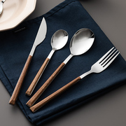 不锈钢叉勺三件套勺子叉子套装，精致牛排西餐餐具，全套家用ins风