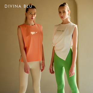 DIVINA BLU夏威夷系列前卫外搭T恤宽松瑜伽服罩衫女跑步运动上衣