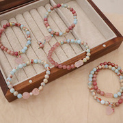 小众设计寿山石手链天然粉水晶，高级感天然石手串(石，手串)女莲蓬草莓晶手链