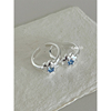 小众设计925纯银蓝色托帕石花朵，戒指法式简约高级感哑光开口指环