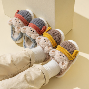 日本儿童棉鞋男女童室内家居保暖毛毛拖鞋秋冬中小童宝宝家居鞋