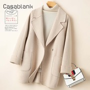 Casablank双面羊毛大衣女茧型宽松韩版冬小个子西装毛呢外套