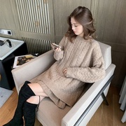 2023秋冬韩版麻花套头，毛衣+半身短裙，两件套宽松慵懒风套装女
