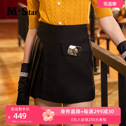 M-Star明星系列秋季压褶裙裤女时尚百搭小个子短裤