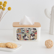 经典卡通竹木抽纸 纸巾盒家用客厅餐厅茶几桌面餐巾纸收纳盒创意