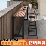 家用休闲户外阳台吧台桌椅，组合庭院奶茶店室外防腐塑木高脚长条桌