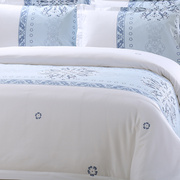 宾馆床上用品被套床单个性主题客栈酒店床品印花白色宾馆四件