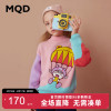 MQD童装女童半高领加厚毛衣21冬装儿童拼接撞色卡通针织衫