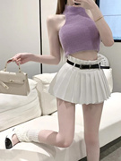 白色JK百褶裙女夏季半身裙小个子高腰显瘦裙子性感辣妹a字短裙裤