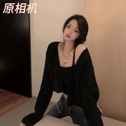韩国chic春季女2024心机开衫吊带，两件套针织衫气质早春上衣