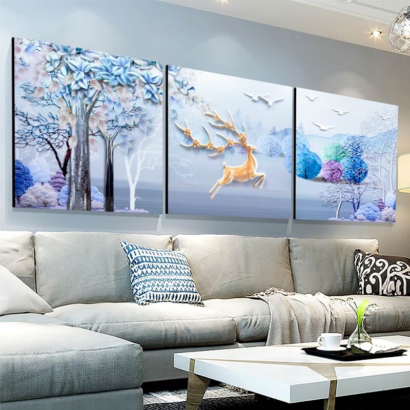 modern sofa Background wall a living room Decorative painting PFM relief 3d three-dimensional Northern Europe Triplet bedroom mural A deerin the Home accessories , Decorative painting , Modern decorative painting category - from Buy2taobao.com to provide professional Taobao agent buy service