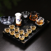 雅馨透明玻璃茶具套装整套功夫茶杯套装家用简约现代茶盘茶道组合