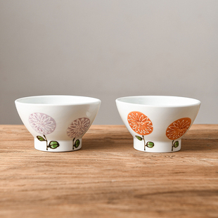 日本进口有田烧家用斗形小碗，米饭碗陶瓷碗，个人专用饭碗情侣对碗