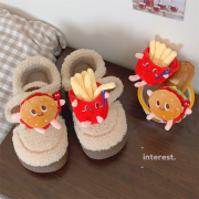 羊羔毛儿童棉鞋男童女童冬季外穿保暖防滑可爱汉堡薯条亲子豆豆鞋