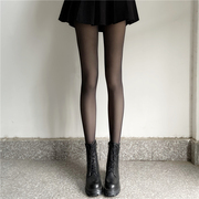 黑丝袜秋冬季一体加绒连裤袜，女黑色光腿神器，性感假透肉加厚打底裤