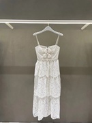 SELF PORTRAIT女连衣裙吊带蝴蝶结蛋糕蕾丝白色婚礼系列时尚