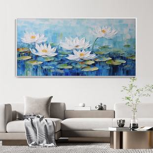 大芬村纯手绘油画，莫奈睡莲花卉客厅，装饰画沙发背景墙挂画卧室壁画