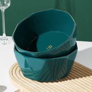 陶瓷汤碗家用高颜值轻奢北欧风大碗汤盆金边孔雀绿餐具套装泡面碗