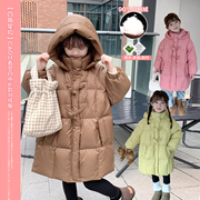 女童羽绒服2023冬装韩版儿童洋气时髦白鸭绒中长款宝宝外套潮