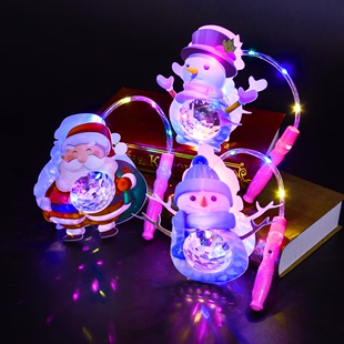 圣诞礼物儿童手提灯笼投影男女小手提圣诞老人雪人树发光灯笼