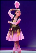 新疆舞蹈演出服儿童大摆裙维族民族蹈服装艺考独舞裙子大摆半身定