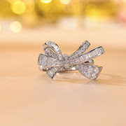 格拉夫同款满钻高碳钻高级珠宝S925银镀18k白金戒指女士时尚手饰