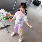 女童夏季星黛露运动套装薄款儿童装2024洋气宝宝夏装时髦衣服