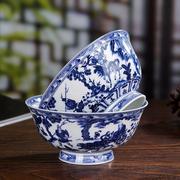景德镇青花瓷碗中式家用骨瓷，米饭碗面碗特色，仿古碗高脚碗单碗餐具