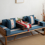 新中式罗汉床坐垫防滑古典红木椰棕沙发垫实木家具圈椅垫棉麻靠垫
