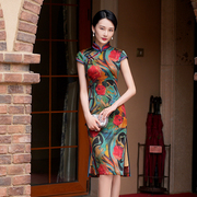 四小姐真丝短款旗袍，女小个子2024夏季复古老上海民国风女装