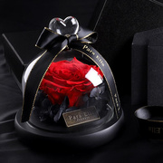 情人节七夕礼物，永生花生日玫瑰玻璃罩送礼盒，女友女朋友摆件浪漫