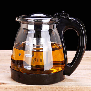 开水直冲花茶壶，耐热玻璃家用餐厅茶杯茶具不锈钢，过滤大容量冲茶器